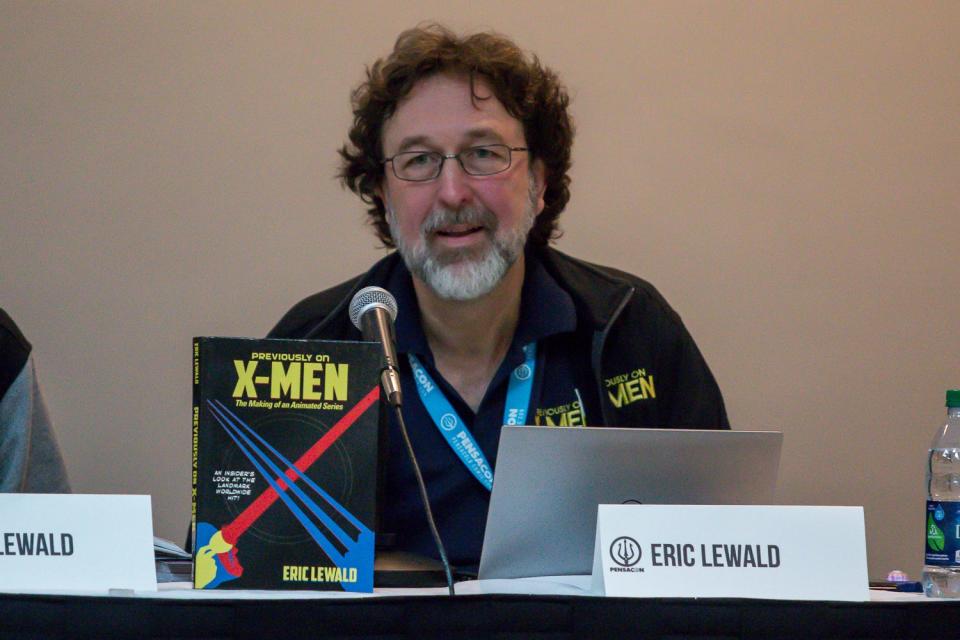 Eric Lewald talks about working on the show "X-Men: The Animated Series" during a panel at the Pensacola Grand Hotel during the second day of Pensacon on Saturday, February 23, 2019. The three-day event features about 150 actors, writers, artists, musicians, and more.