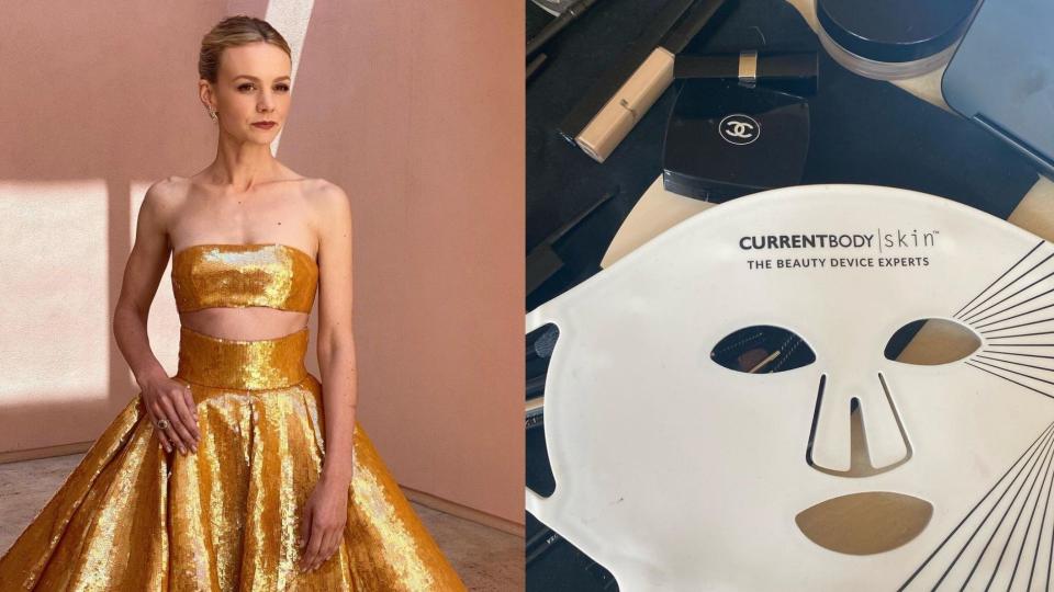 Carey Mulligan used the CurrentBody LED Face Mask while getting ready for the Academy Awards (Images/Instagram/GeorgieEisdell)