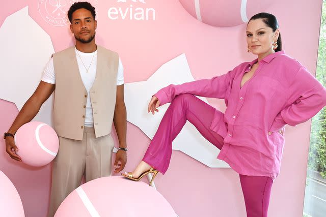 <p>Dave Benett/Getty</p> Chanan Safir Colman and Jessie J at Wimbledon