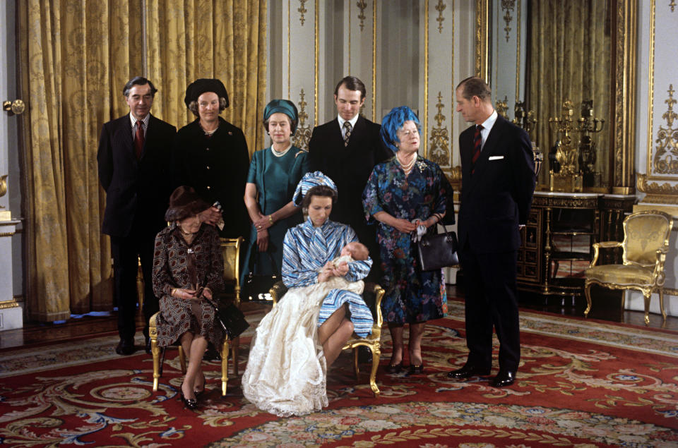 Princess Anne and Captain Mark Phillips became parents to their first child, a son named Peter, on Nov. 15, 1977. Here he's pictured on the day of his christening on Dec. 22, 1977.