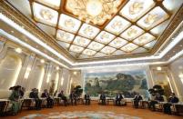 China's President Xi Jinping (4th R) meets with the guests at the Asian Infrastructure Investment Bank launch ceremony at the Great Hall of the People in Beijing October 24, 2014. REUTERS/Takaki Yajima/Pool