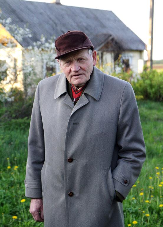 Former member of an anti-Soviet armed resistance group during the Soviet occupation, Jonas Kadzionis 'Beda' poses for a picture in Kavarskas, eastern Lithuania, on May 7, 2015