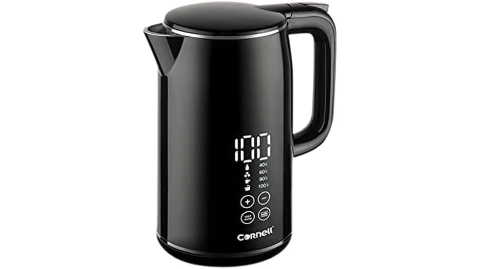 Cornell 1.7L Smart Digital Display Kettle, Cool Touch Body, Stainless Steel Interior. (Photo: Amazon SG)