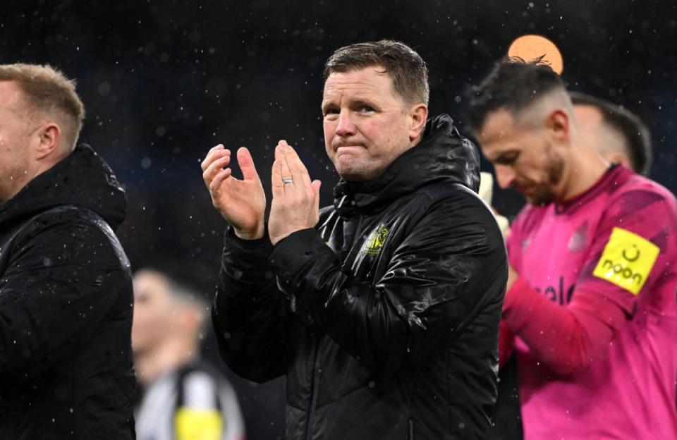 Eddie Howe applauds the Newcastle support after exiting the FA Cup  (Getty)