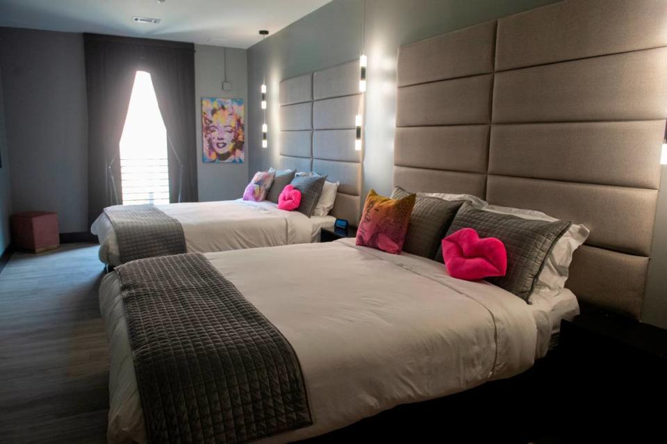 The Marilyn Monroe themed room at The Bella, a boutique hotel in Biloxi, on Wednesday, Sept. 13, 2023. The hotel’s rooms all have different modern themes related to today’s pop culture.