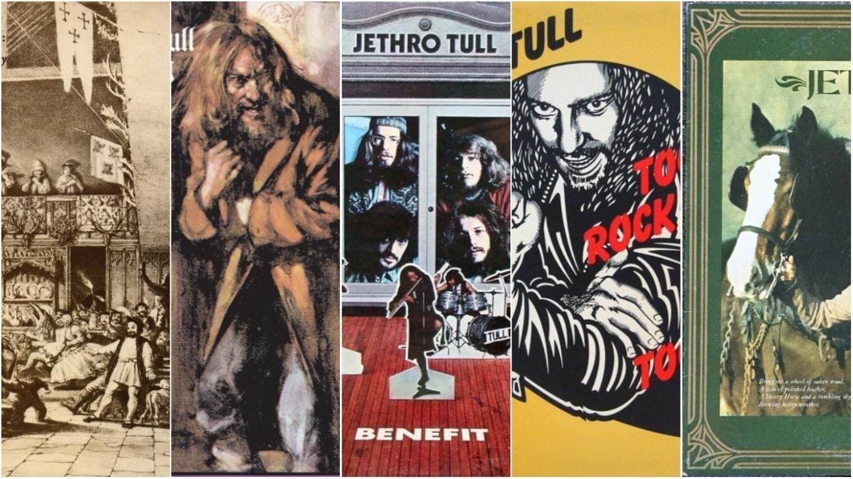  A collage of jethro tull album artwork. 