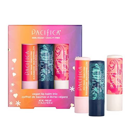 Kit de tres bálsamos labiales veganos de Pacifica. (Foto: Amazon)