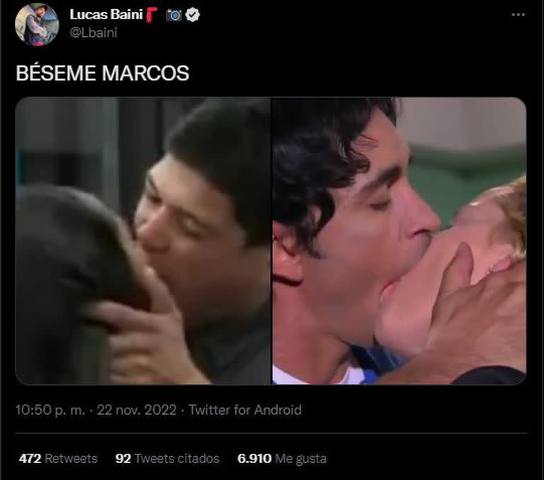 Meme sobre el apasionado beso de Thiago y Daniela en la casa de Gran Hermano