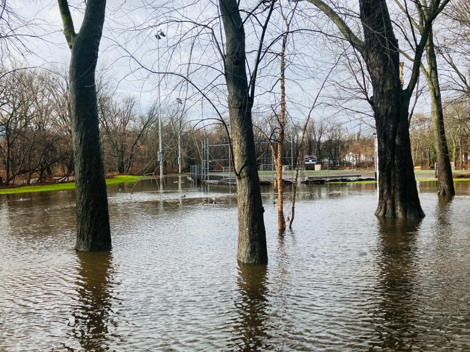 Flooding at Maple Park Field in Ridgewood. December 18, 2023.