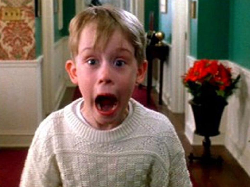 Macaulay Culkin with a surprised expression in "Home Alone."