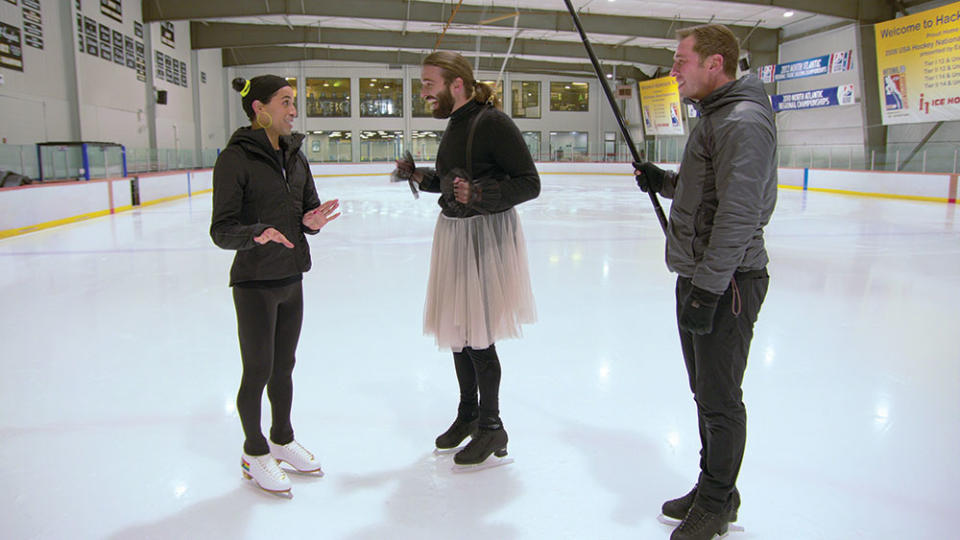 Van Ness (center) on Netflix’s Getting Curious With Jonathan Van Ness. - Credit: Courtesy of NETFLIX