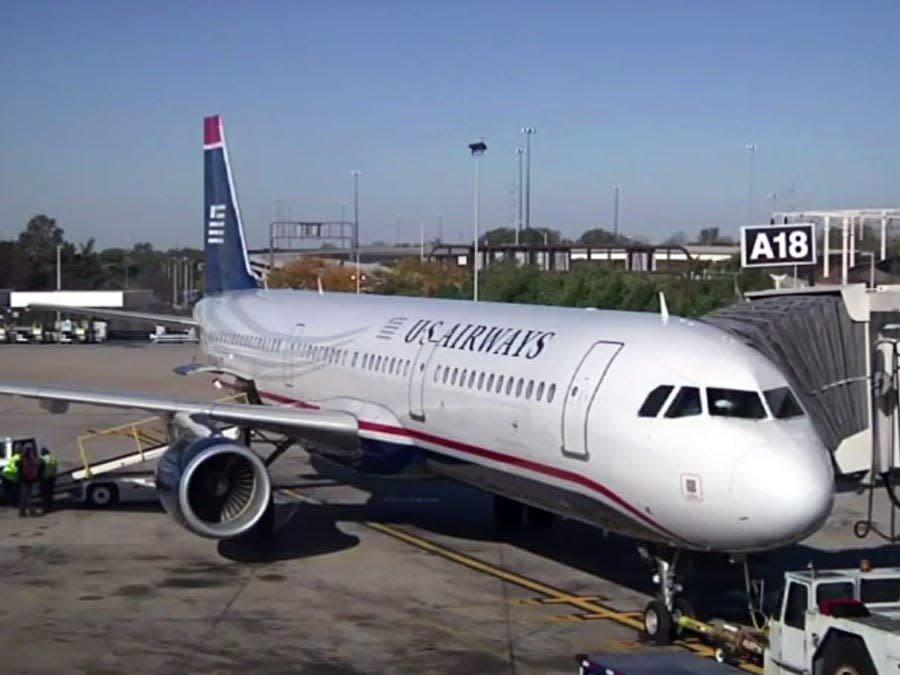 Final US Airways flight prepares to depart Philadelphia in 2015.