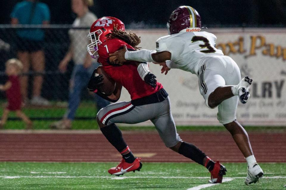 Biloxi’s Jalen Anderson runs the ball down the field for a touchdown during their game against George County at Biloxi High School on Friday, Sept. 8, 2023.