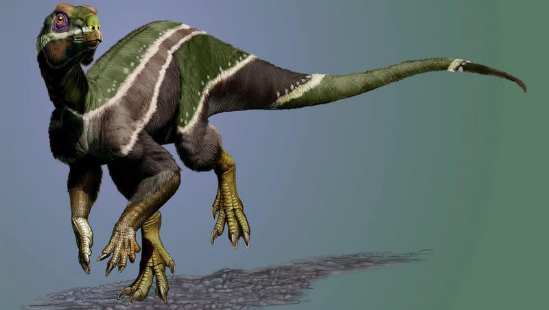 A computer rendering of a Iani smithi, a newly discovered dinosaur species that once roamed in Utah.