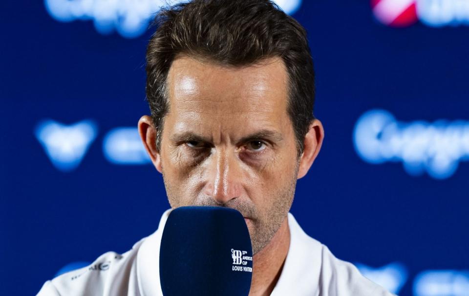 INEOS Britannia skipper Ben Ainslie attends a press conference on the 2024 Louis Vuitton Cup, in Barcelona, Spain, 28 August 2024