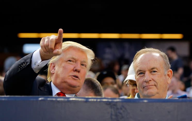 Trump and O'Reilly attend a Yankees game in the Bronx in 2012. (Jim McIsaac/Getty Images)