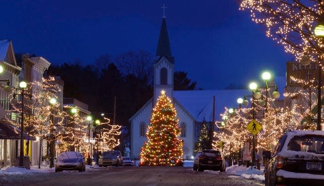 The Christmas tree in downtown Harbor Springs is visible from the Hallmark live stream.