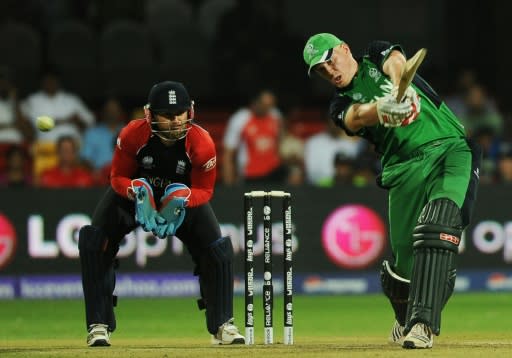 Ireland's Kevin O'Brien bats against England at the 2011 World Cup in India