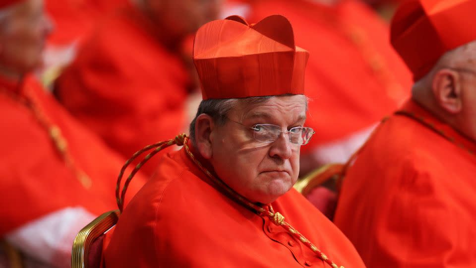 Cardinal Raymond Leo Burke attends a 2017 consistory as Pope Francis elevates five prelates to the rank of cardinal at Saint Peter's Basilica at the Vatican. - Alessandro Bianchi/Reuters