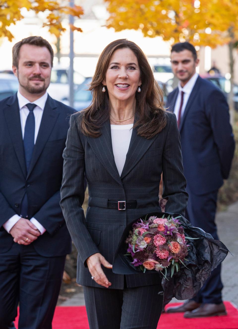 Crown Princess Mary of Denmark arrives for the inauguration of the new national visitor center &quot;Nation of Health&quot;, in Odense on October 28, 2020