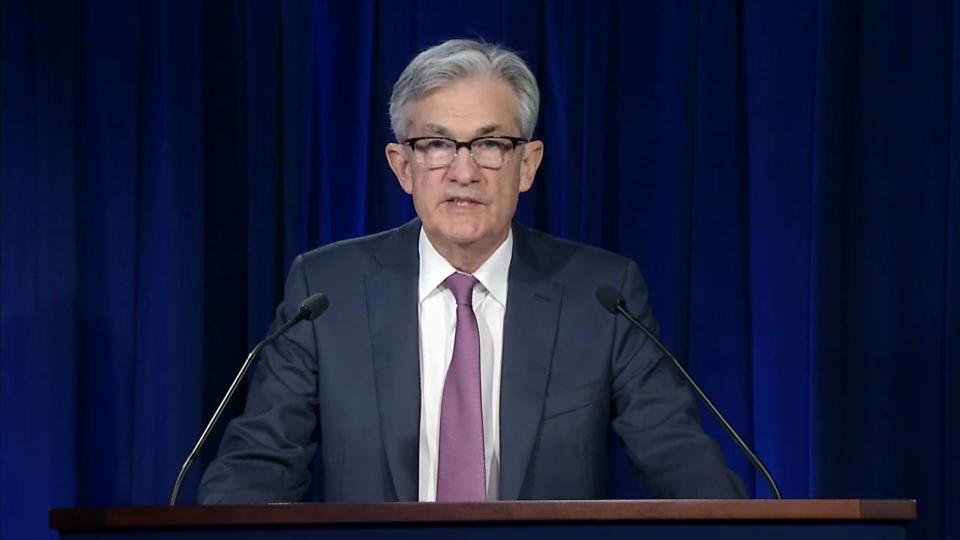 WASHINGTON, DC - APRIL 29: In this screengrab taken from the Federal Reserve website, Chair of the Federal Reserve Jerome Powell issues the Federal Open Market Committee statement on April 29, 2020 in Washington, DC. Powell said the Federal Reserve will continue to use its lending powers “forcefully, proactively and aggressively, until we’re confident that we are solidly on the road to recovery” from the economic downturn caused by the coronavirus pandemic. (Photo by Federal Reserve via Getty Images)