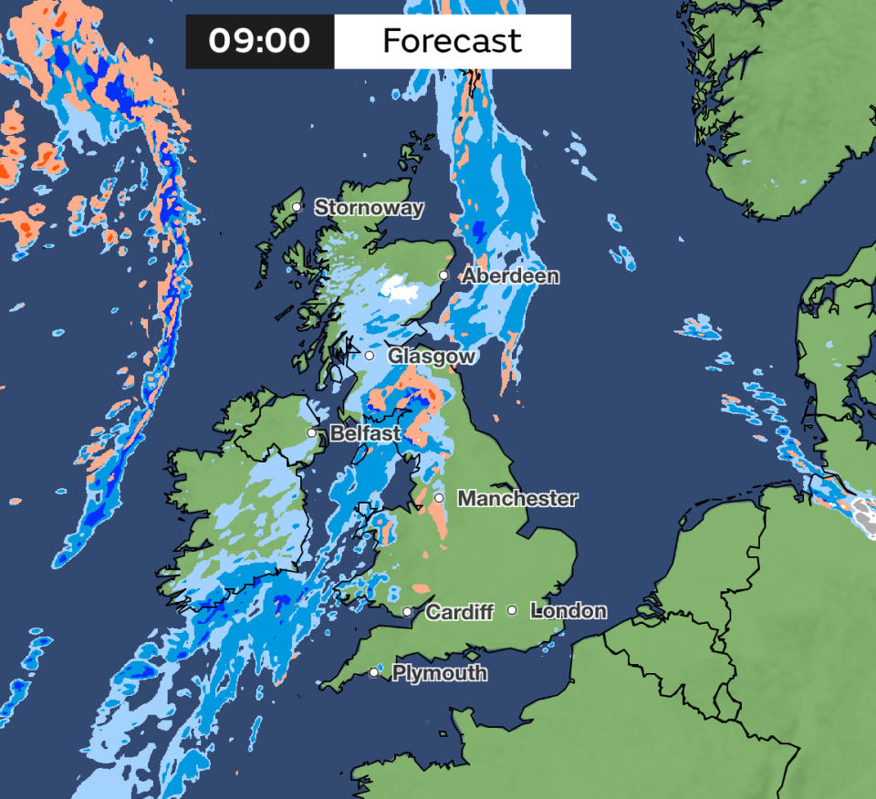 Stormier conditions will prevail in Britain on Saturday.  (With Office)