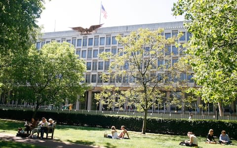 The US embassy in London's Grosvenor Square - Credit: Heathcliff O'Malley for The Telegraph