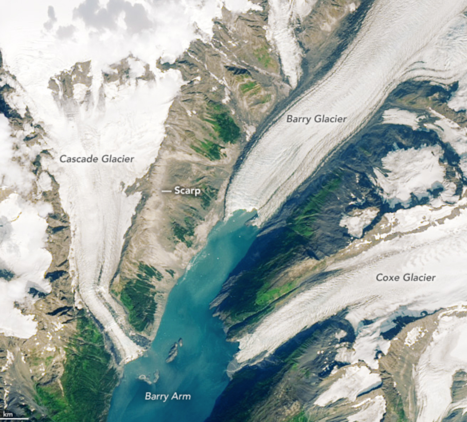 The glacier and the area which could collapse (NASA) 