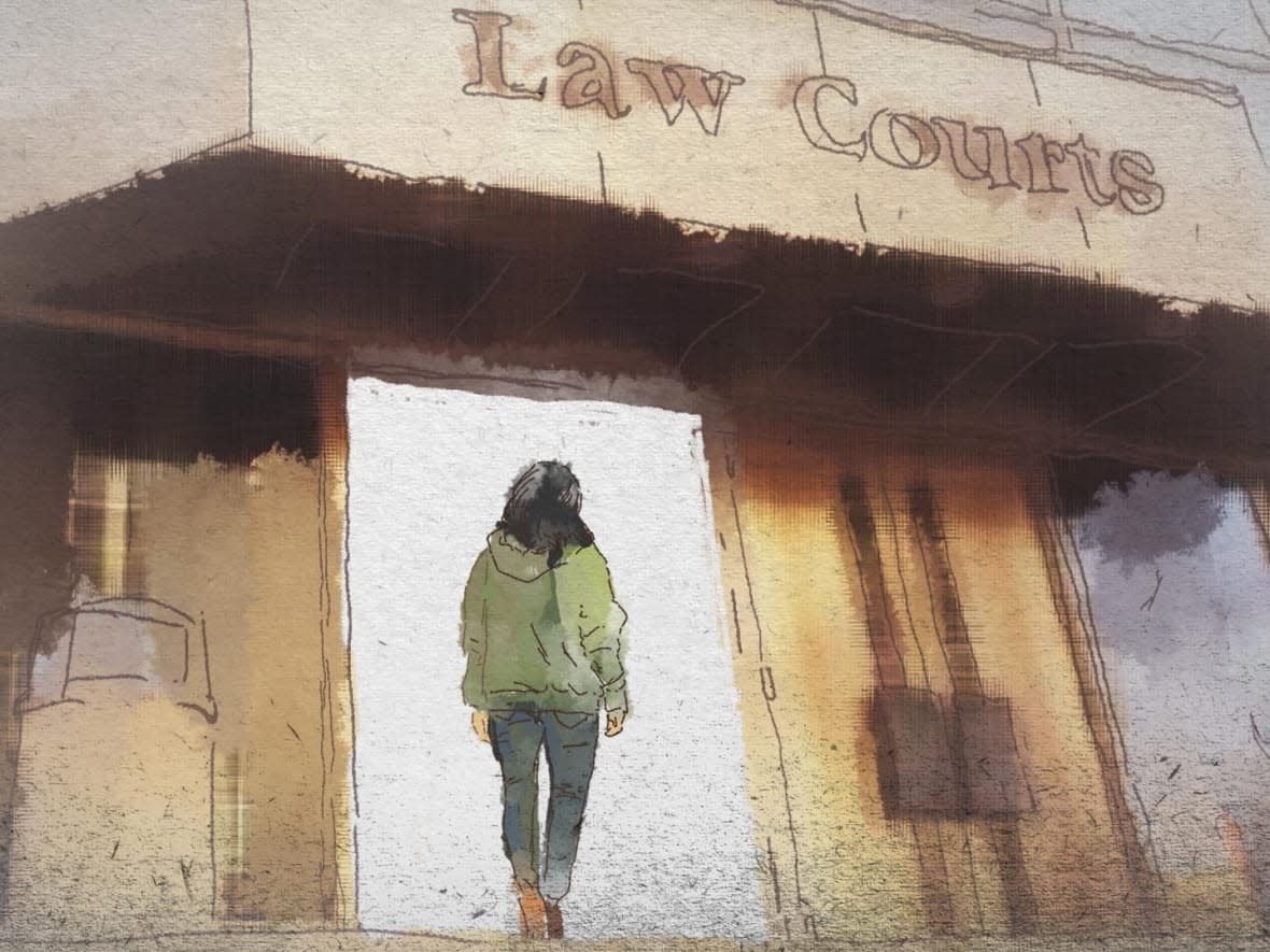 A girl who appeared in court in Winnipeg in March was one of many young people whose cases are being heard in a new kind of youth court that started last year. The girl can't be identified under the Youth Criminal Justice Act. (Duk Han Lee/CBC News Graphics - image credit)