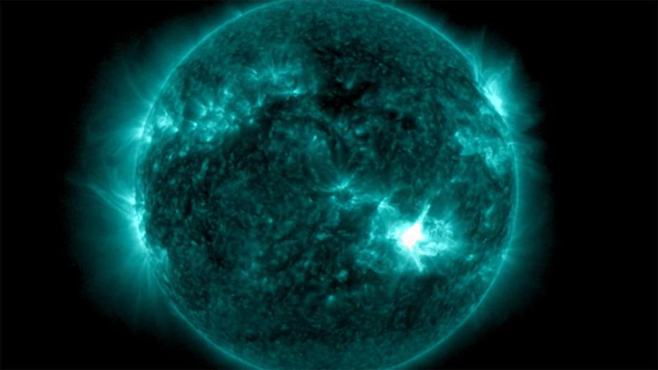 <div>NOAA’s GOES-16 satellite captured the eruption from the sun that occurred around 2 p.m. EDT on May 9, 2024. Credit: NOAA</div>