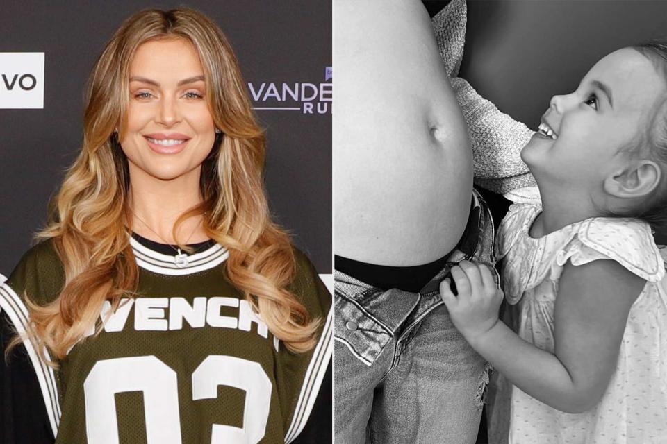 <p>Getty;Lala Kent/Instagram</p> Lala Kent shares a photo of her pregnant belly as she poses with her daughter Ocean