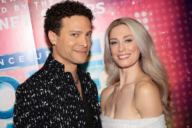 <p>Dimitrios Kambouris/Getty</p> Justin Guarini and Briga Heelan