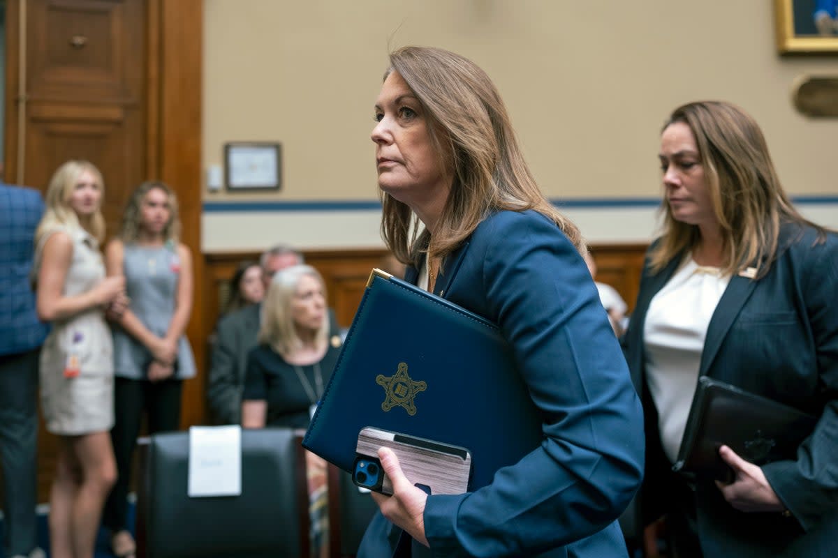 Kimberly Cheatle arrives to testify before the House Oversight Committee on July 22 about the attempted assassination of Trump. She resigned from her role as director of the Secret Service one day later. (AP)