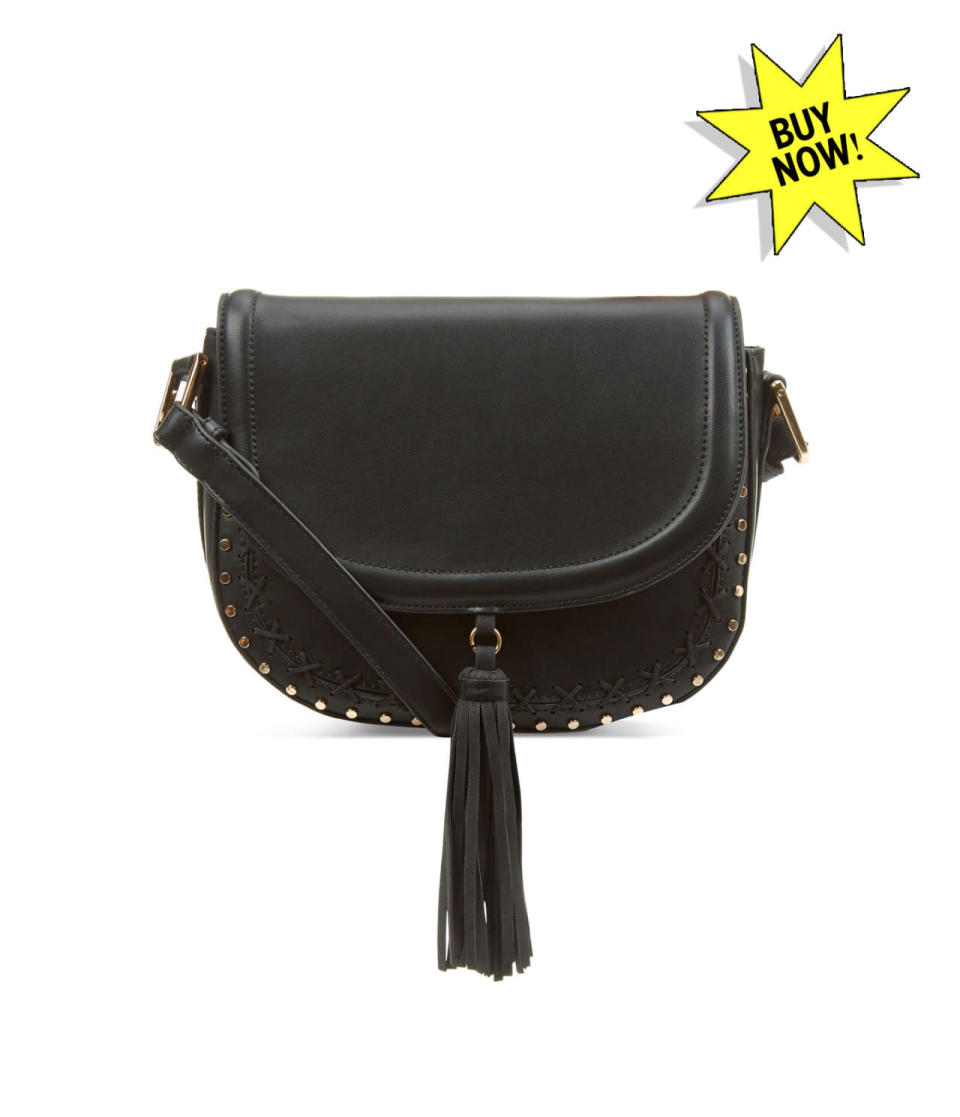 <p>Accessorize Studded Tassel Saddle Bag, $54, <a href="http://us.accessorize.com/view/product/us_catalog/acc_1,acc_1.9/8892700300" rel="nofollow noopener" target="_blank" data-ylk="slk:accessorize.com;elm:context_link;itc:0;sec:content-canvas" class="link ">accessorize.com</a></p>