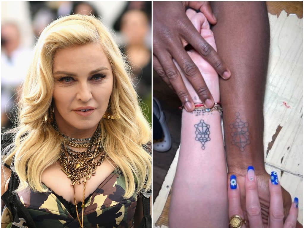 The mother and son got matching ‘tree of life’ tattoos (Getty/@Madonna/Instagram)
