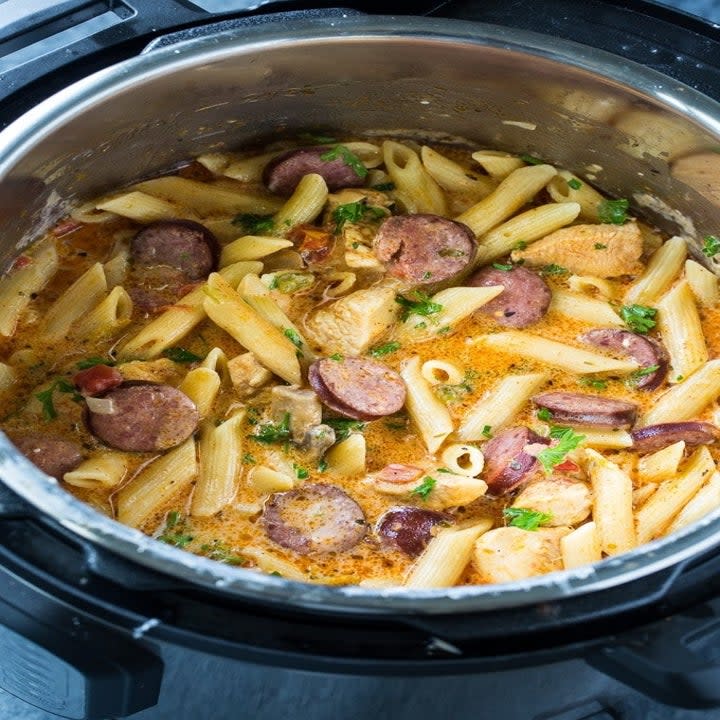 This recipe calls for one tablespoon (!) of Cajun seasoning, so feel free to use a bit less if spicy food isn't your thing.Recipe: Creamy Cajun Pasta