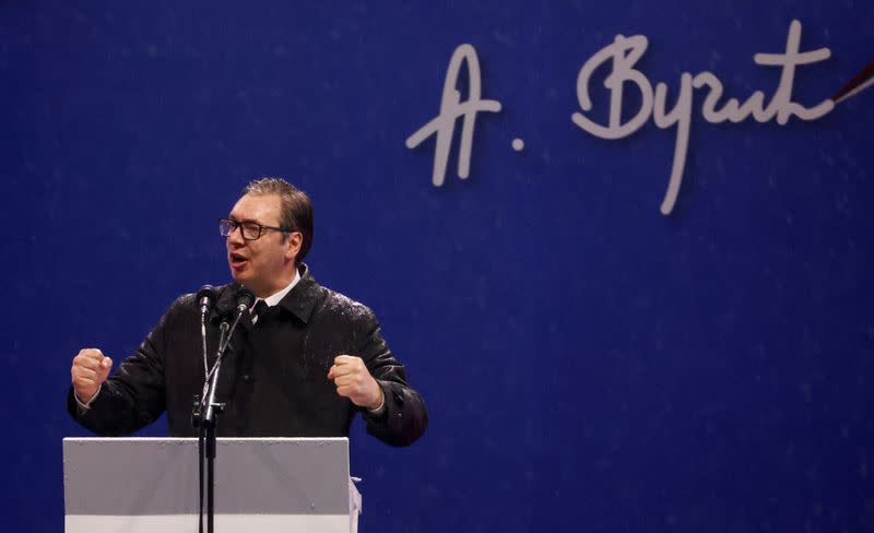 FILE PHOTO: Rally in support of Serbia's President Aleksandar Vucic in Belgrade