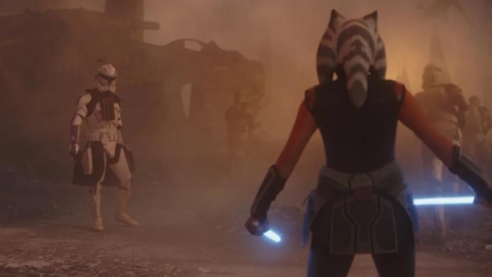 Ahsoka and Captain Rex at the Siege of Mandalore in Star Wars: Ahsoka episode 5.