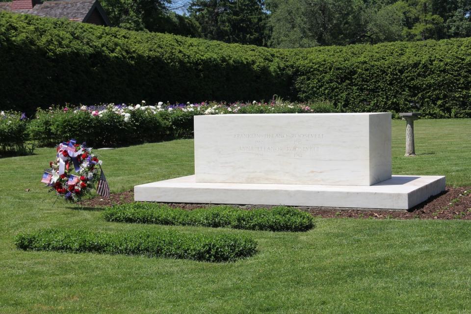 The burial site of Franklin and Eleanor Roosevelt in the Garden at Springwood.