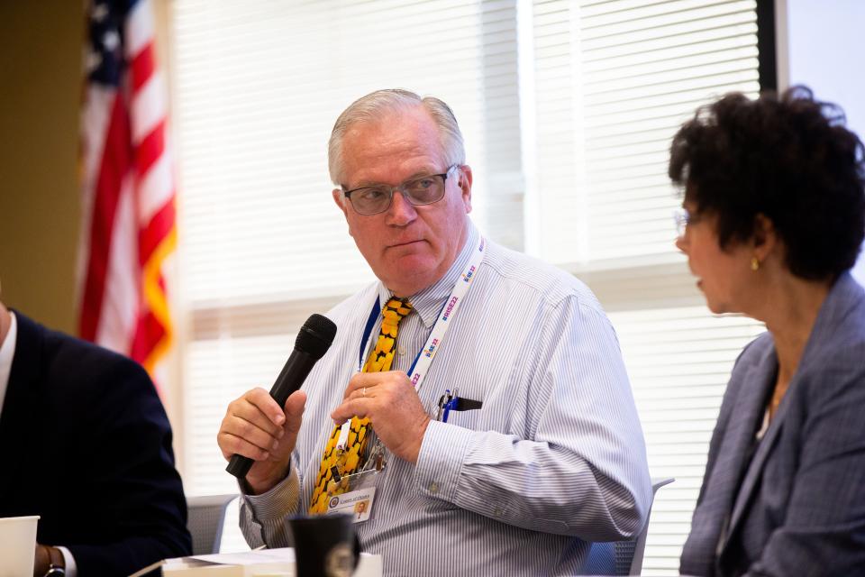 Ottawa County Probate Judge Mark Feyen listens to a discussion about the language of a recall petition for County Commissioner Lucy Ebel on Monday, July 17, 2023.