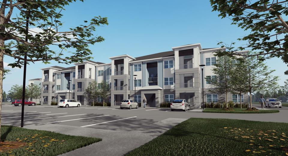 Architecture firm PQH Group created this conceptual rendering of the Village of Lake Forest, an apartment development Ability Housing plans to build on the site of the former Lake Forest Elementary School.