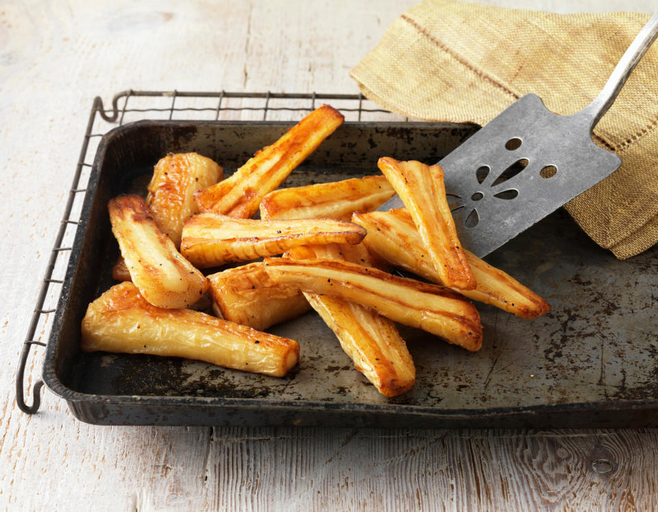 <p>Instead of roasted potatoes in goose fat, as it has almost three times less fat and counts as one of your five a day </p>