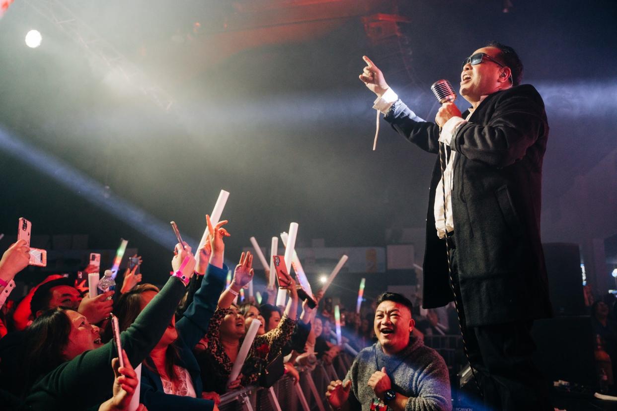 Thai Thao, former lead singer of pioneering Hmong rock group the Sounders, is performing the final show of his farewell tour at the Riverside Theater in Milwaukee on Feb. 10, 2024.