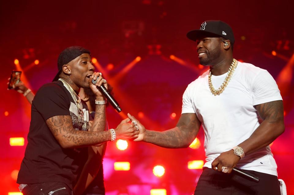 YFN Lucci performs with 50 Cent in New York in 2019 (Getty Images for STARZ)