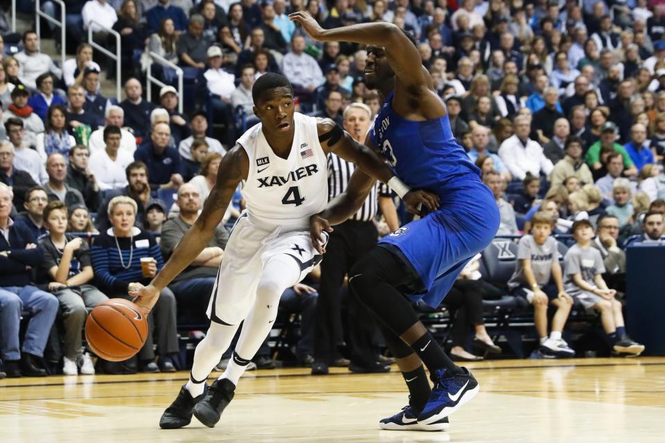 Xavier guard Edmond Sumner leads the team in assists and is second in scoring. (AP Photo/John Minchillo)