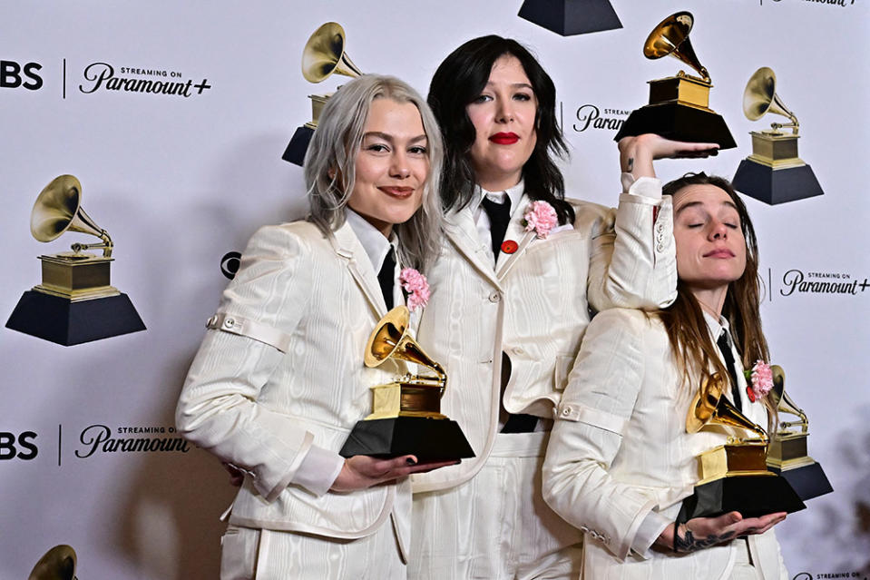 Julien Baker, Phoebe Bridgers and Lucy Dacus backstage at the Grammys.