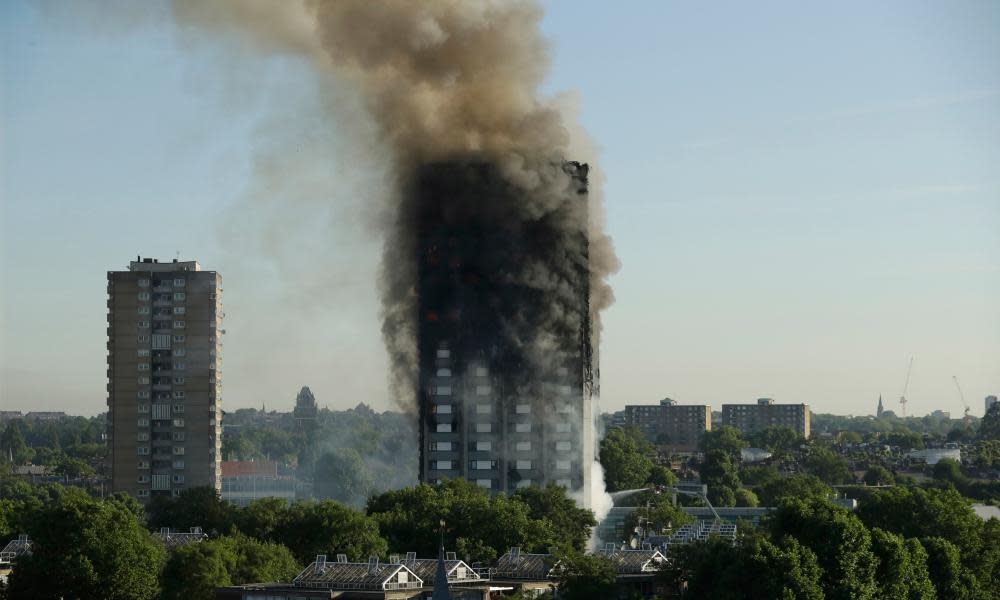 Smoke rises from Grenfell Tower in London