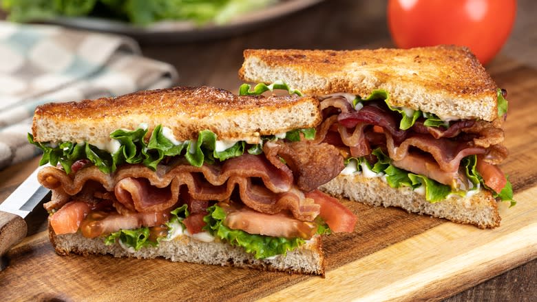 BLT sandwich on a cutting board