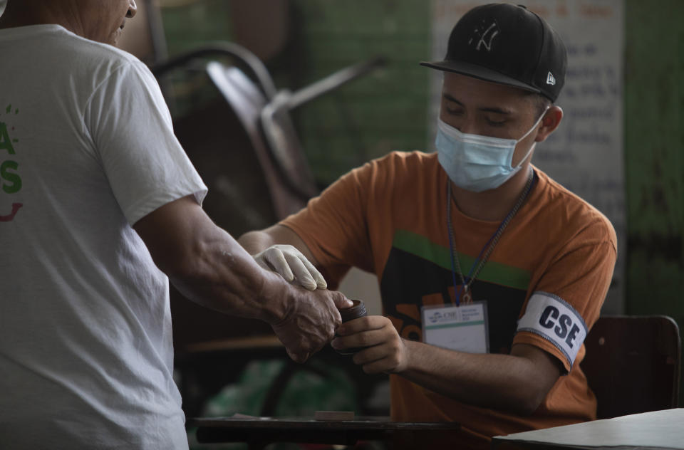 A man has his thumb stained with ink to certify that he has voted during municipal elections, in Managua, Nicaragua, Sunday, Nov. 6, 2022. After the Inter-American Commission on Human Rights expressed concern that "the minimum conditions necessary" to hold free and fair elections do not exist in Nicaragua, President Daniel Ortega's Sandinista National Liberation Front is hoping to expand on the 141 of the country's 153 municipalities that it already controls. (AP Photo)