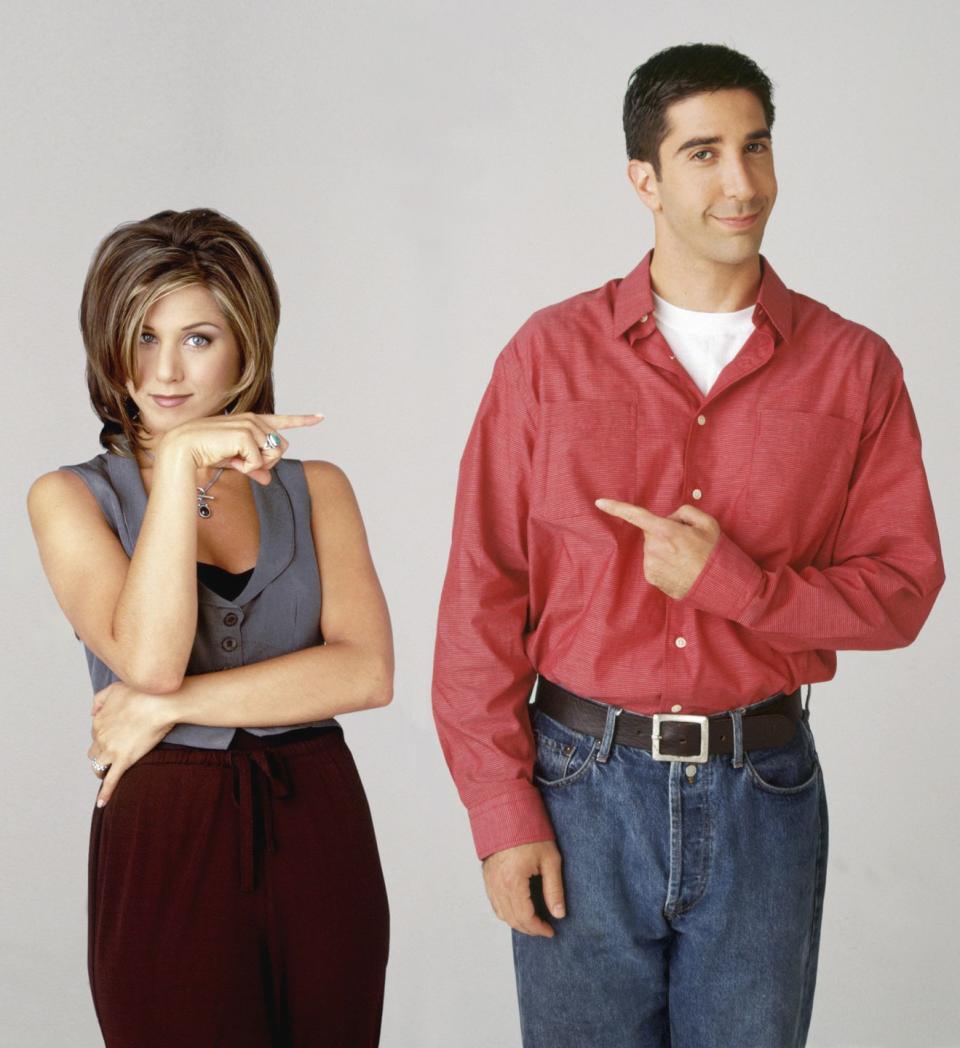friends season 2 pictured l r jennifer aniston as rachel green, david schwimmer as ross geller photo by nbcu photo banknbcuniversal via getty images via getty images